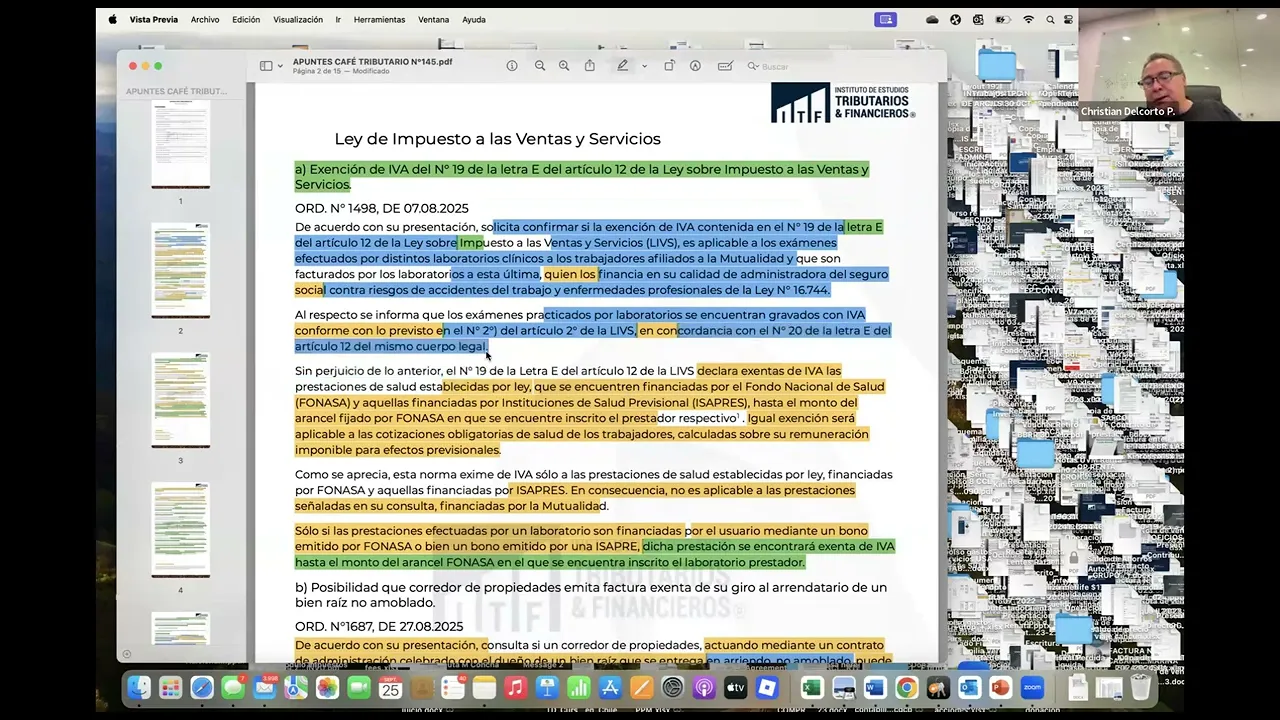 Profesor Christian Delcorto analiza oficio 1498 del SII | Exención de IVA del N°19 de la letra E…