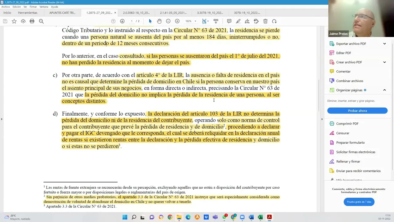 Profesor Jaime Preiss analiza oficio 2875 del SII | Declaración del artículo 103 de la Ley sobre…