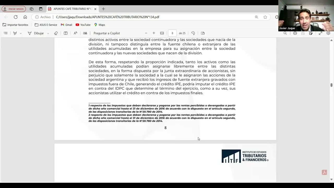 Profesor Javier Jaque analiza el Oficio 2117 del SII | Crédito por Impuestos en el Extranjero