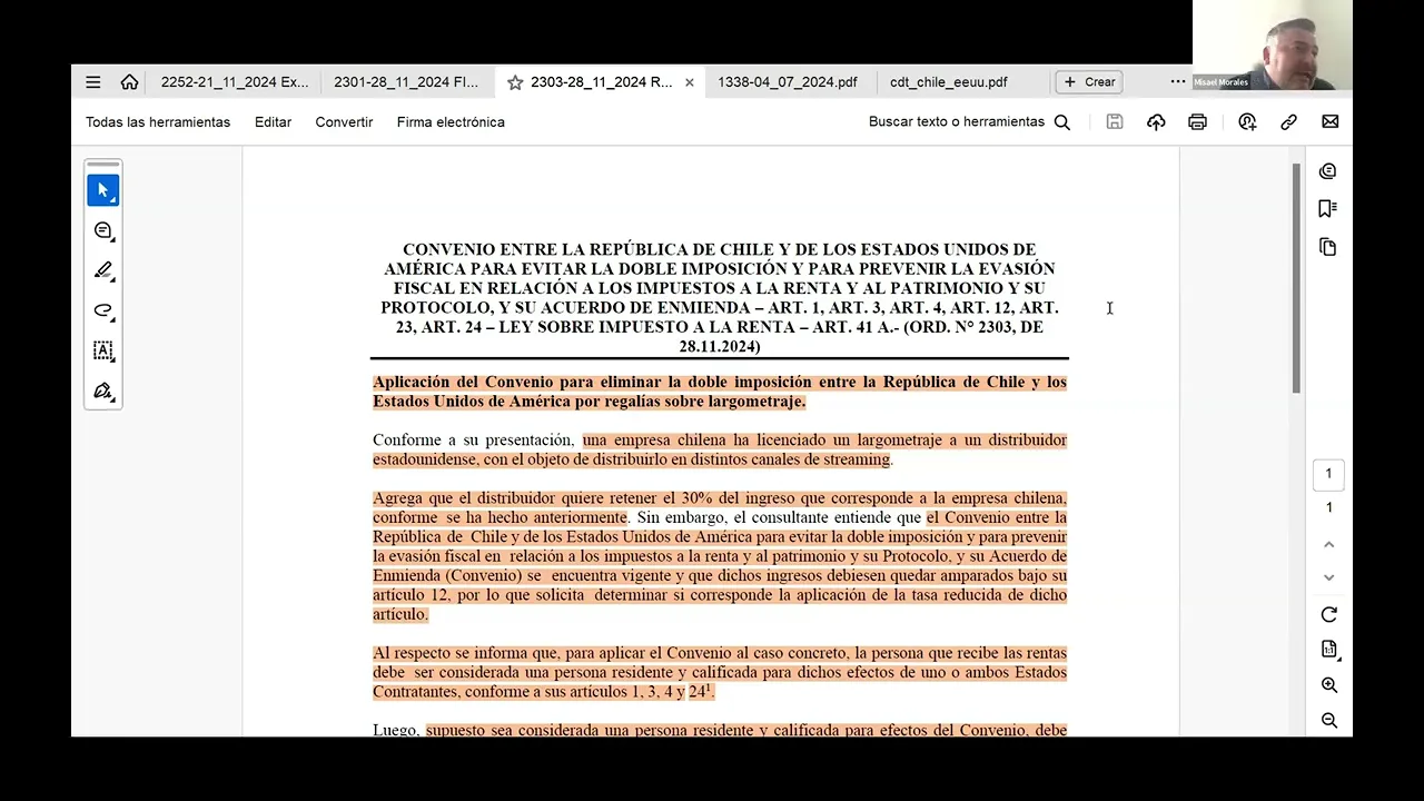 Profesor Misael Morales analiza oficio 2303 del SII | Aplicación del Convenio para eliminar la doble