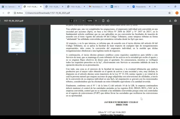 Profesor Nicolás Espinoza analiza oficio 1157 del SII | Reinversiones de Utilidades Comerciales…