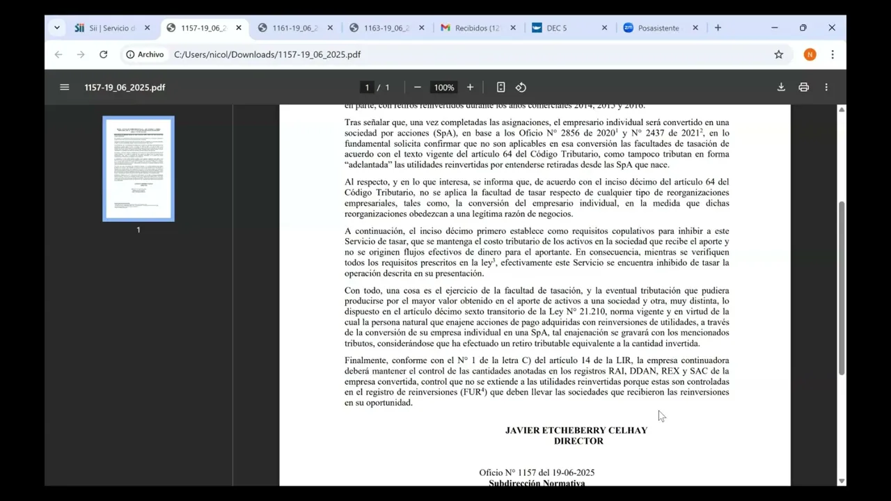 Profesor Nicolás Espinoza analiza oficio 1157 del SII | Reinversiones de Utilidades Comerciales…